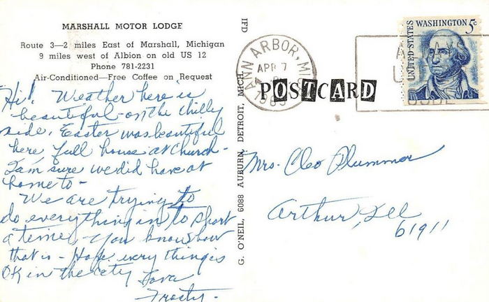Marshall Motor Lodge - Vintage Postcard (newer photo)